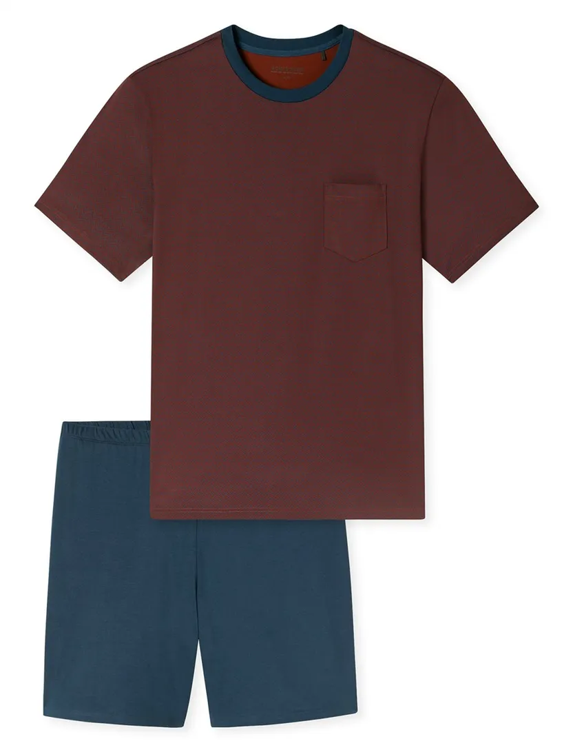 Rood shortama katoen Schiesser dessin borstzak