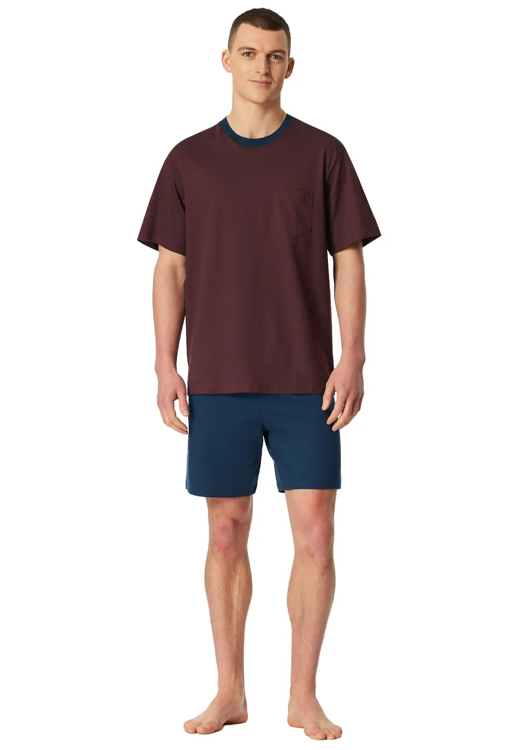 Rood shortama katoen Schiesser dessin borstzak