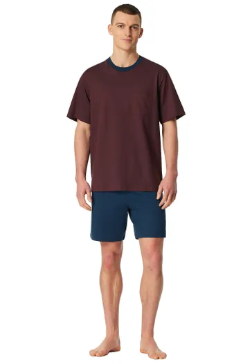 Schiesser Shortama rood dessin katoen Schiesser borstzak set