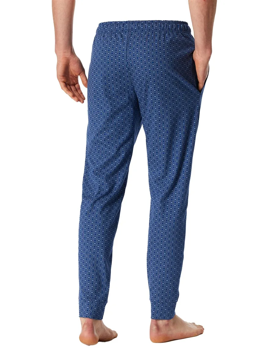 blauw pyjamabroek Schiesser normale fit met print