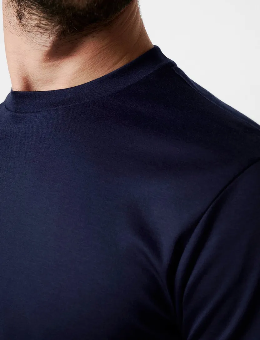 Donkerblauw T-shirt Desoto Slim Fit ronde hals
