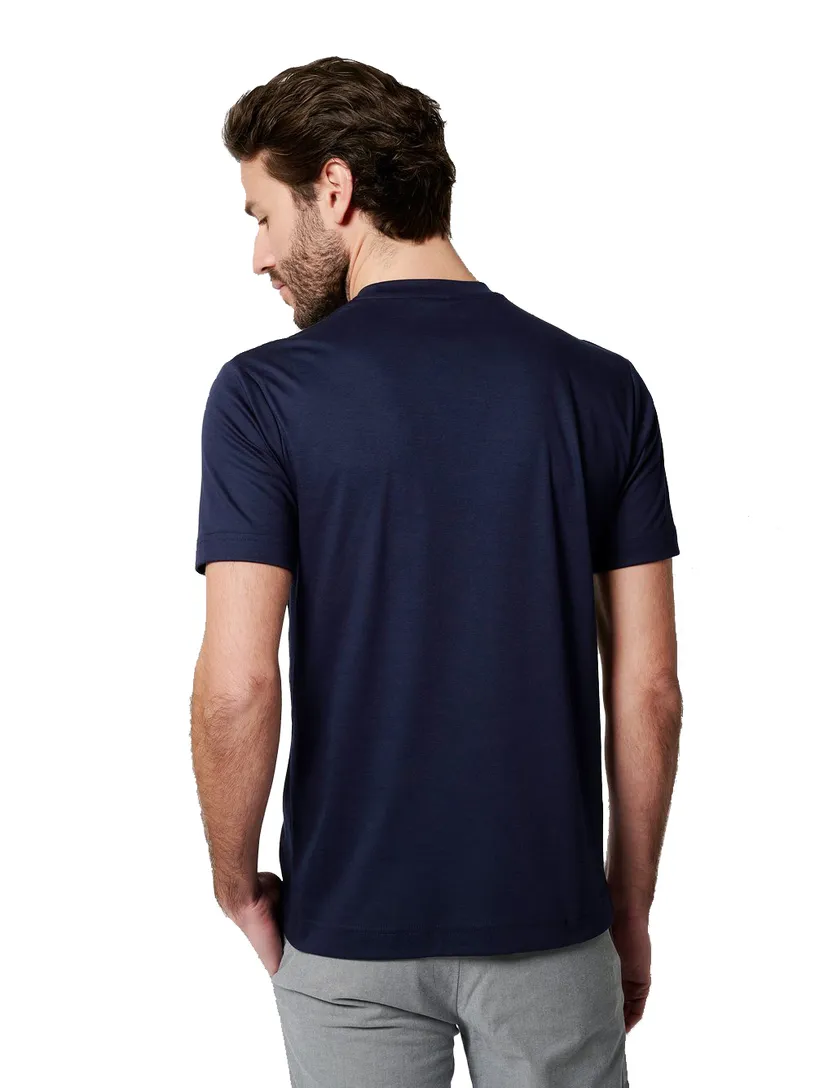 Donkerblauw T-shirt Desoto Slim Fit ronde hals