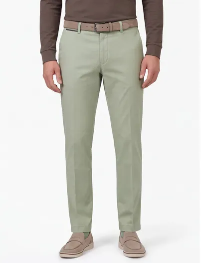 Hiltl Hiltl flatfront pantalon lichtgroen zonnige look normale fit
