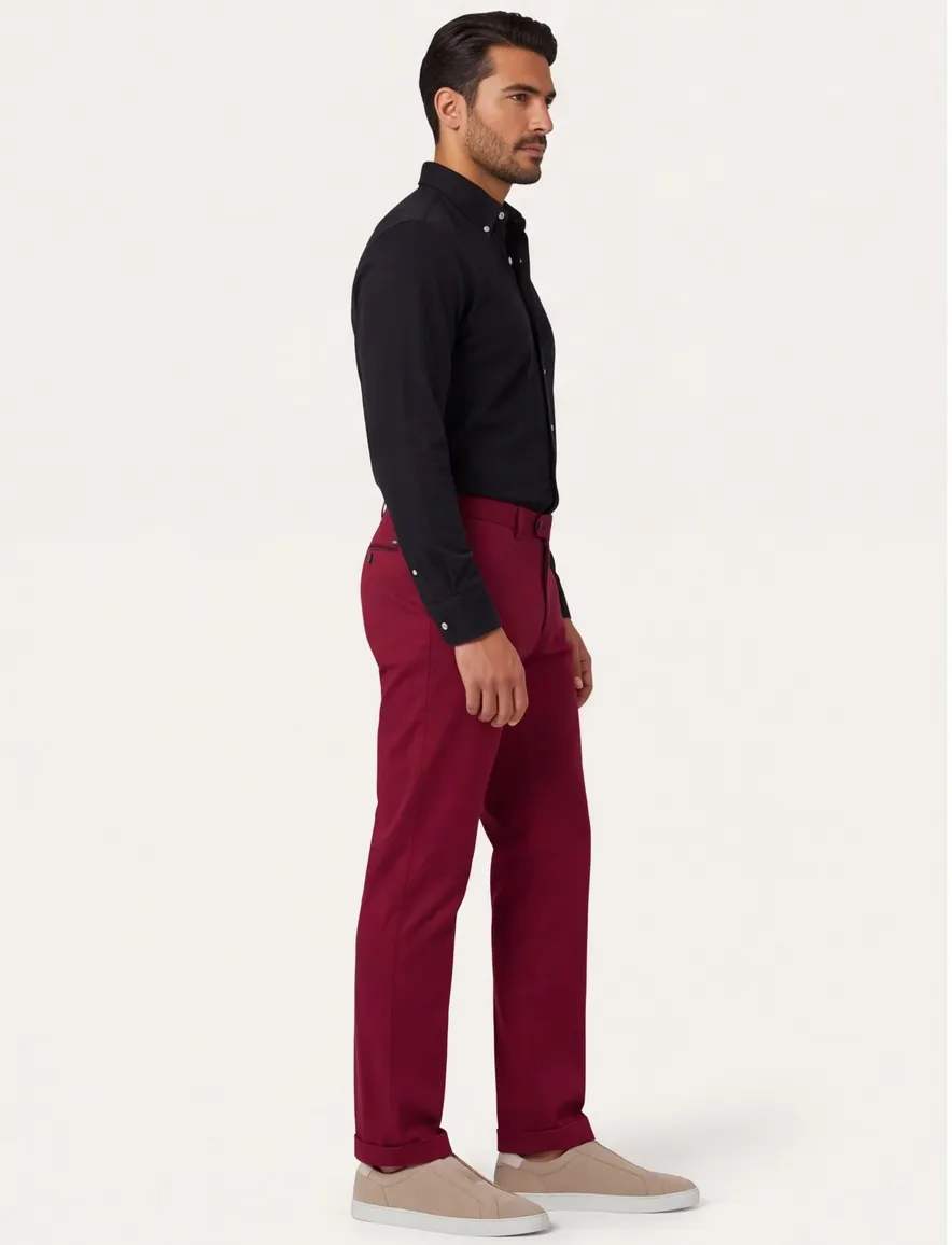 Rode pantalon Hiltl flat front model