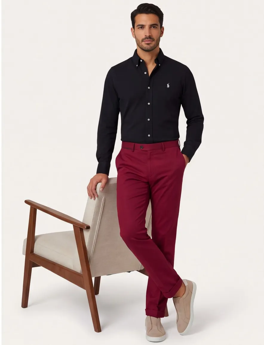 Rode pantalon Hiltl flat front model