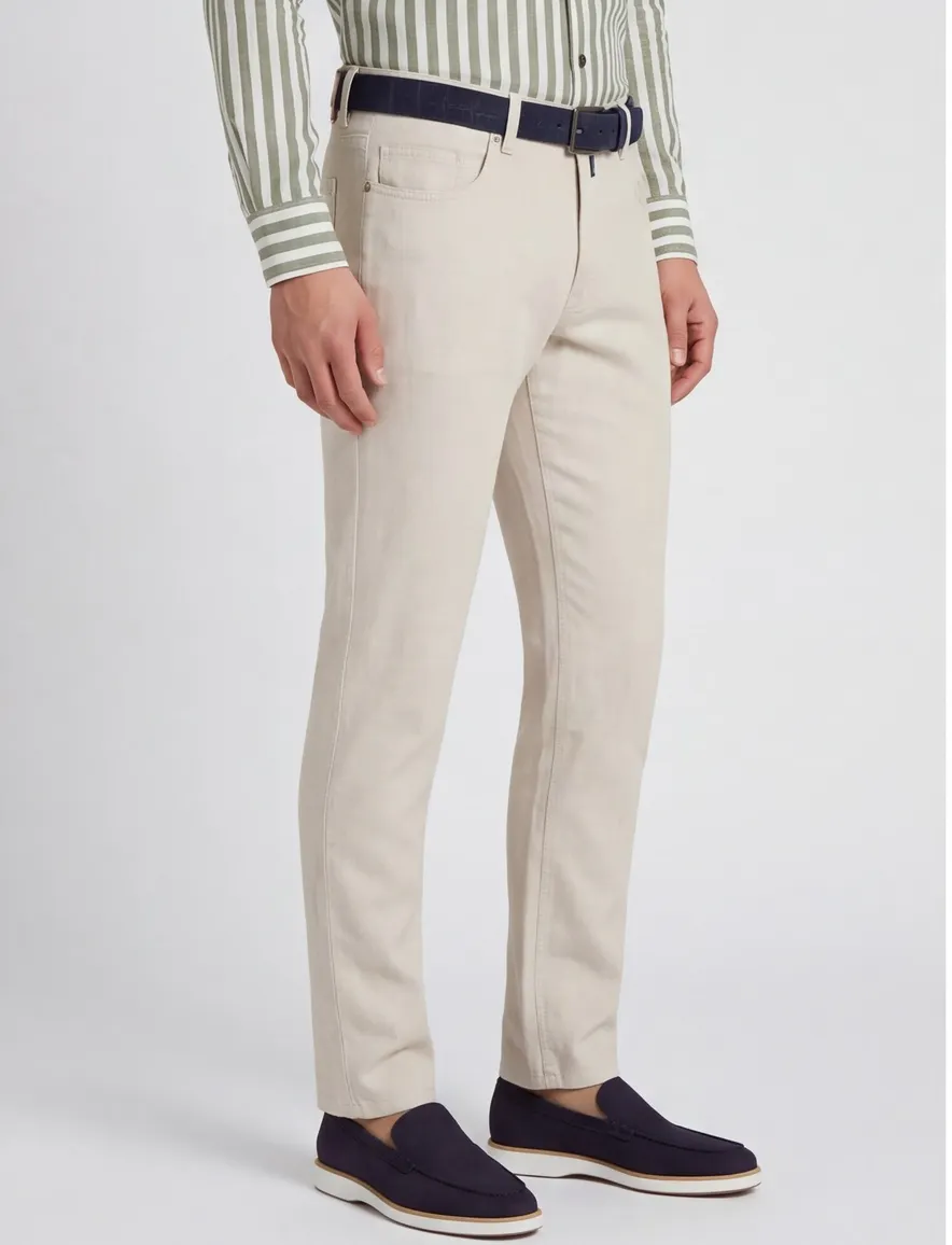 Pierre Cardin beige broek linnen linnen normale fit