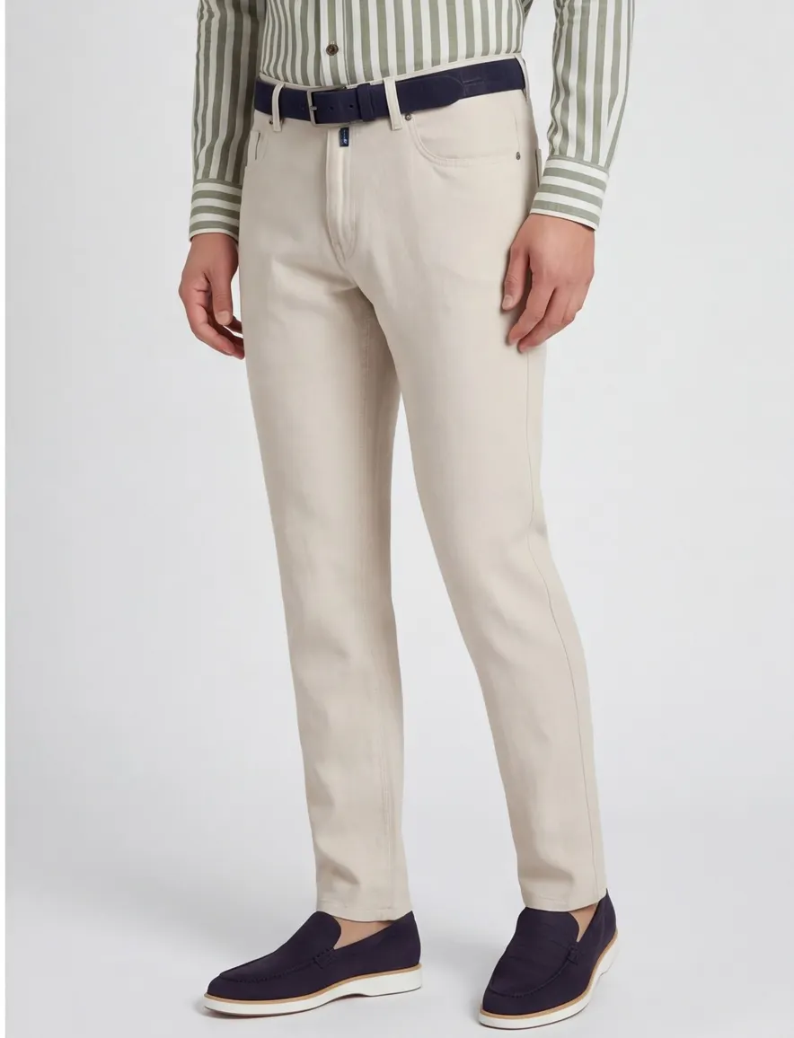 Pierre Cardin beige broek linnen linnen normale fit