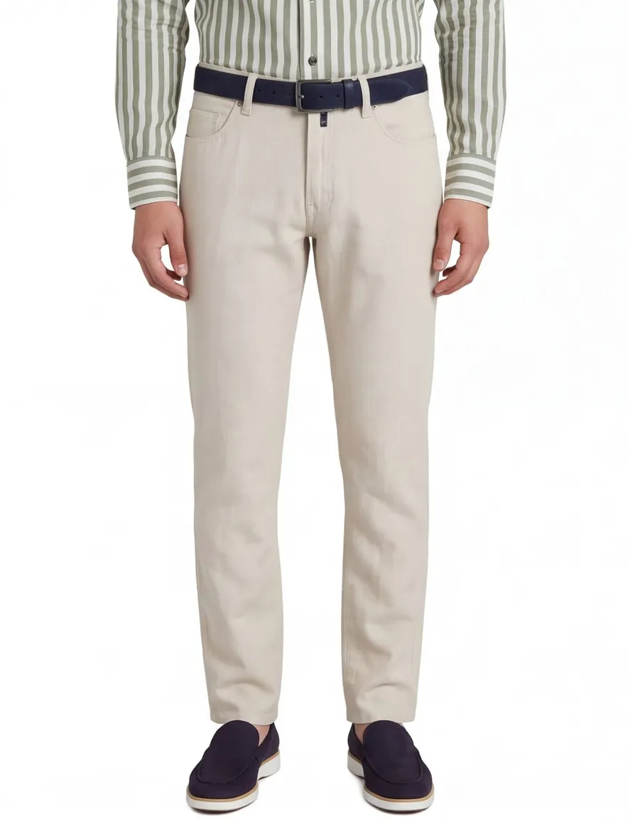Pierre Cardin beige broek linnen linnen normale fit