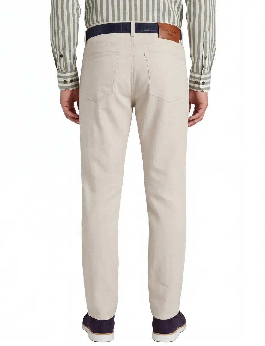 Broeken Pierre Cardin beige linnen normale fit