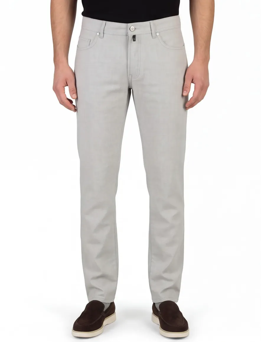 Broeken Pierre Cardin grijs linnen normale fit