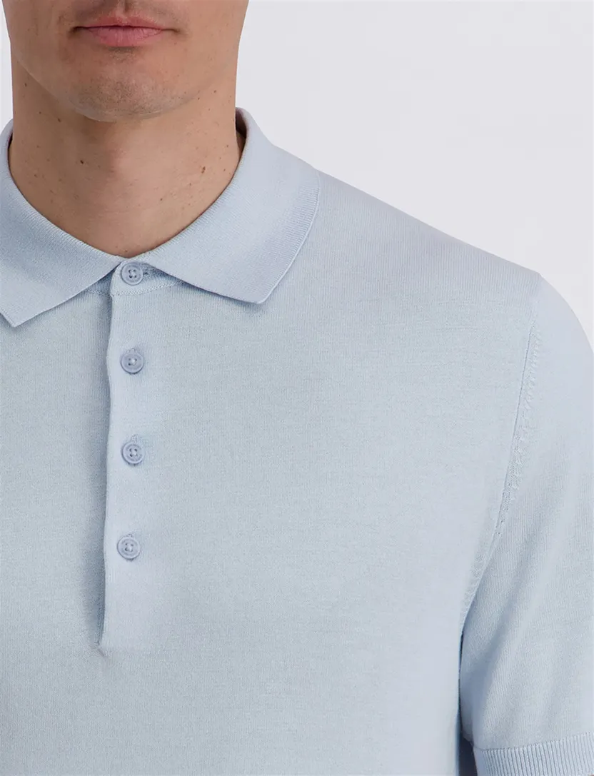 Poloshirt Pierre Cardin lichtblauw 4 knoops