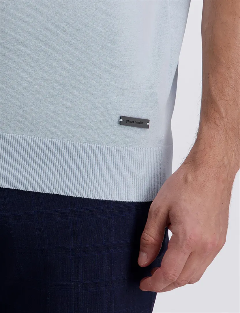 Poloshirt Pierre Cardin lichtblauw 4 knoops