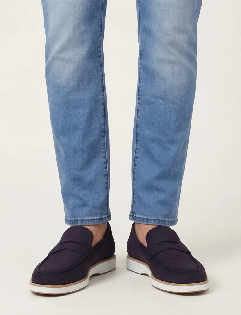 Loafers Magnnani navy leer structuur