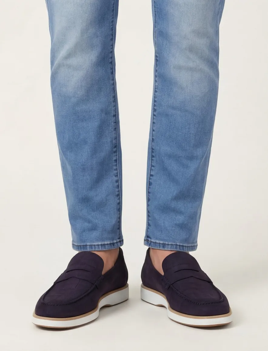 Magnanni instappers donkerblauw leer