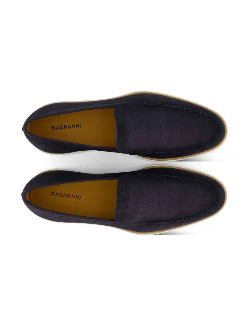 Loafers Magnnani navy leer structuur
