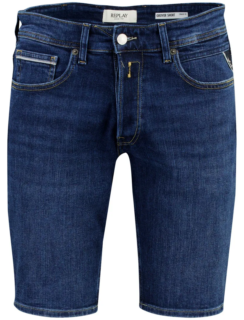 Korte broek normale fit Replay denim 5-pocket donkerblauw