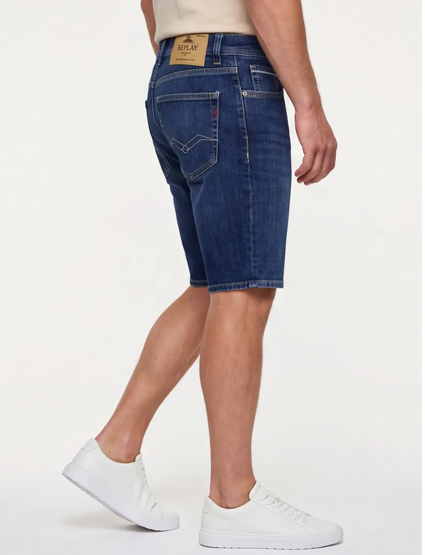 Korte broek normale fit Replay denim 5-pocket donkerblauw