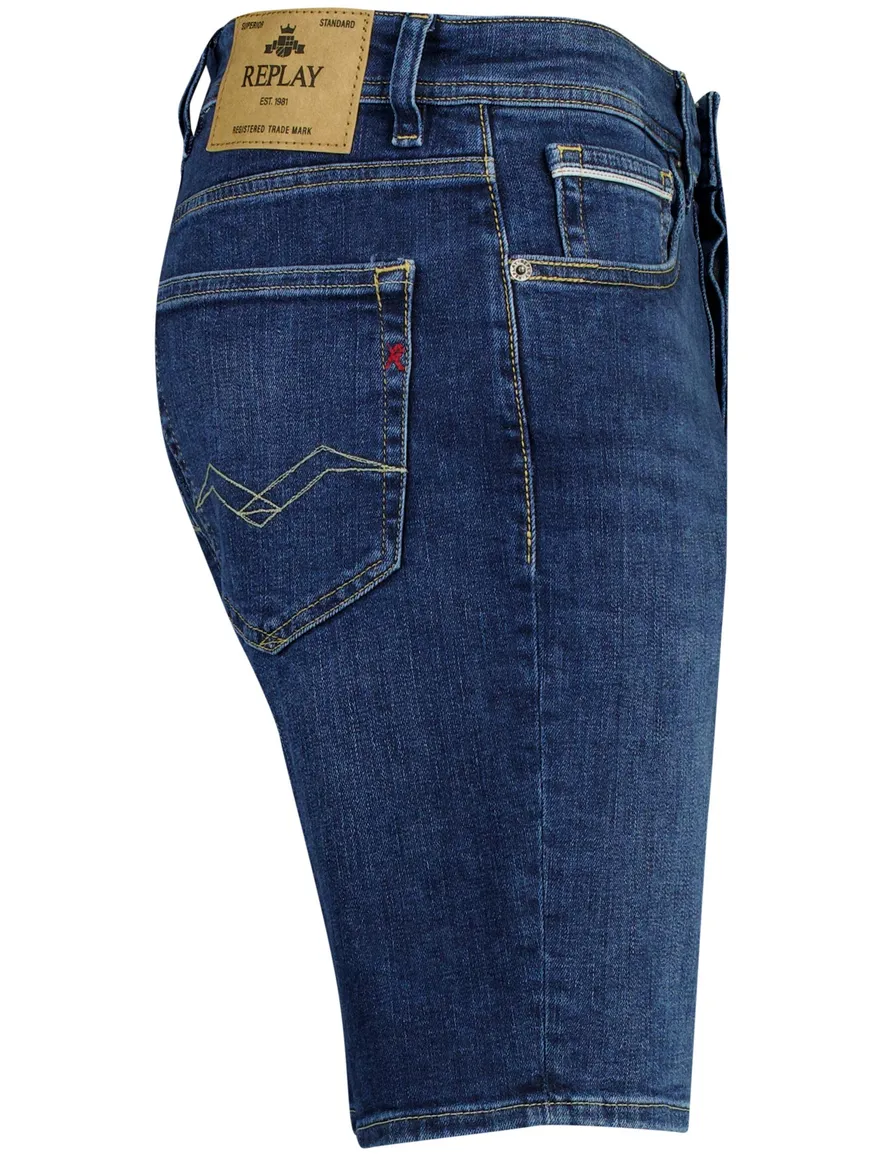Straight fit Replay denim korte broek donkerblauw