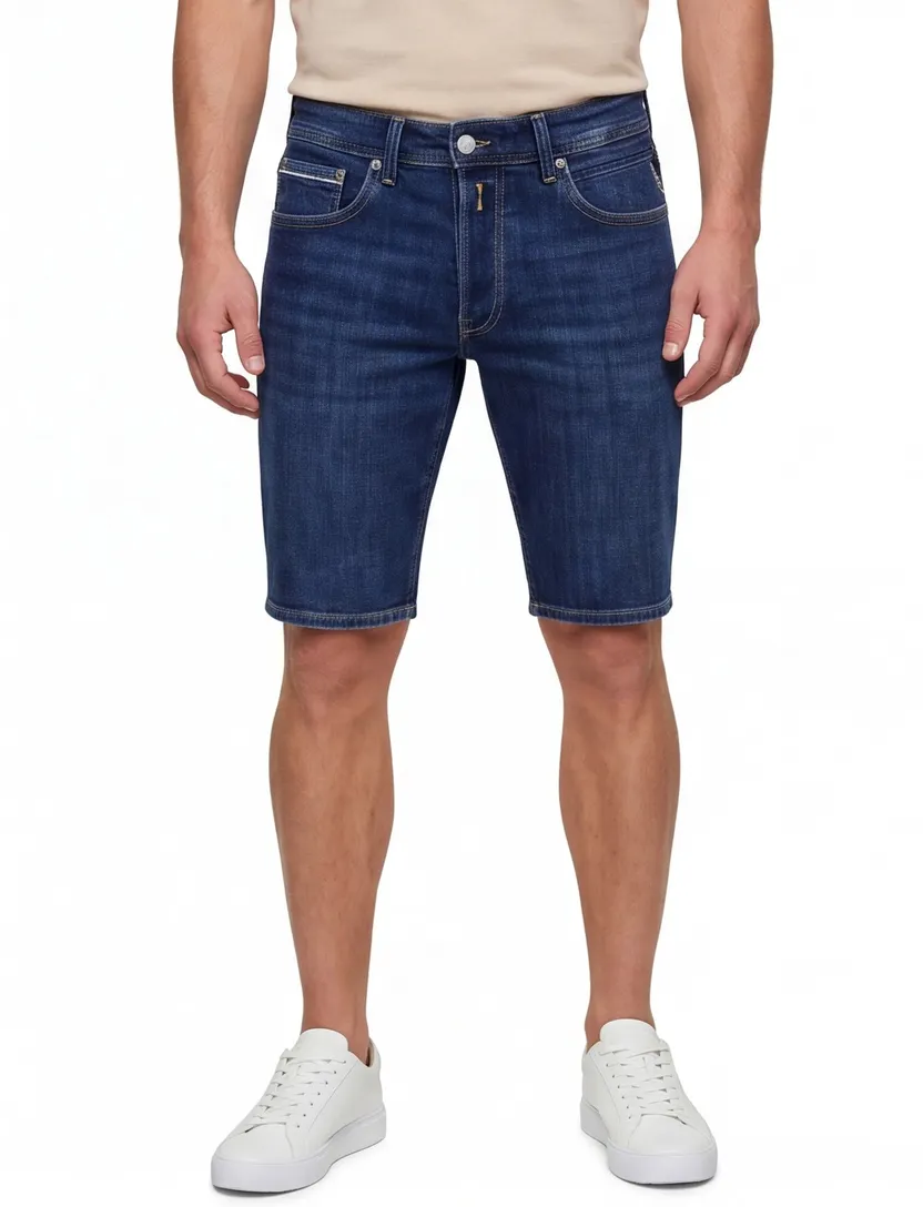 Korte broek normale fit Replay denim 5-pocket donkerblauw