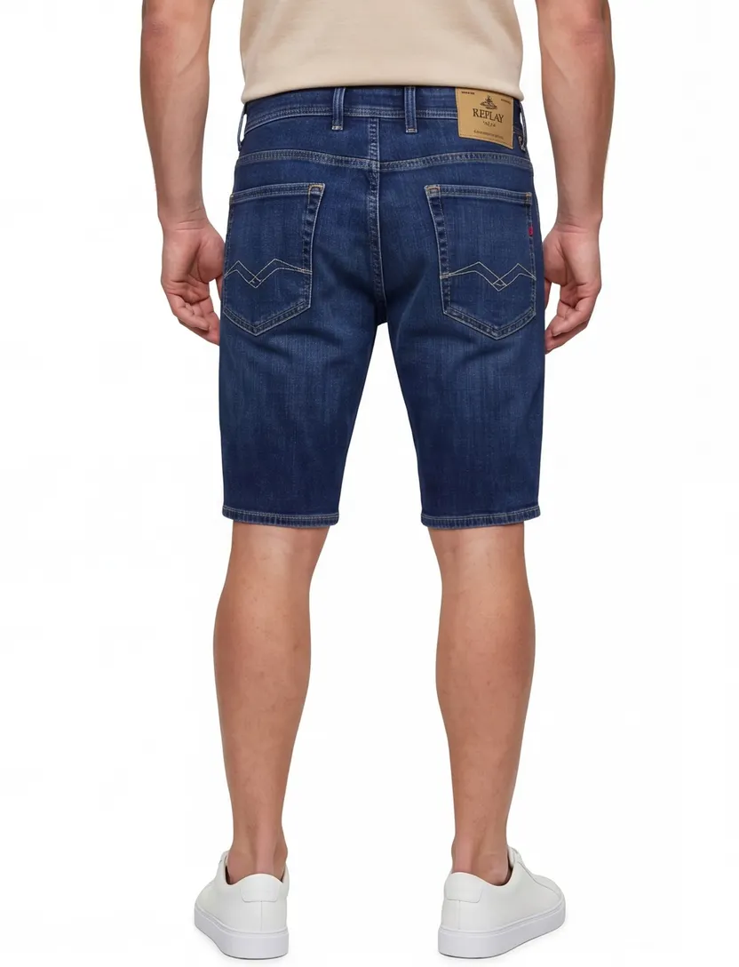 Korte broek normale fit Replay denim 5-pocket donkerblauw