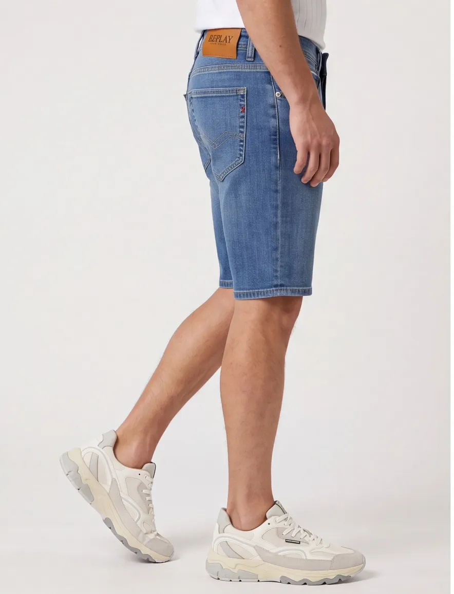 Denim korte broek Replay grover blauw straight fit