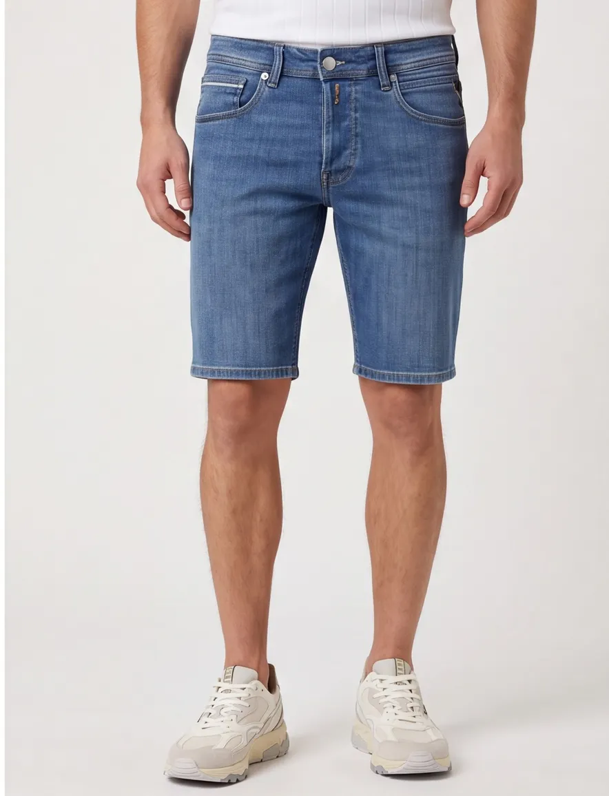 Denim korte broek Replay grover blauw straight fit