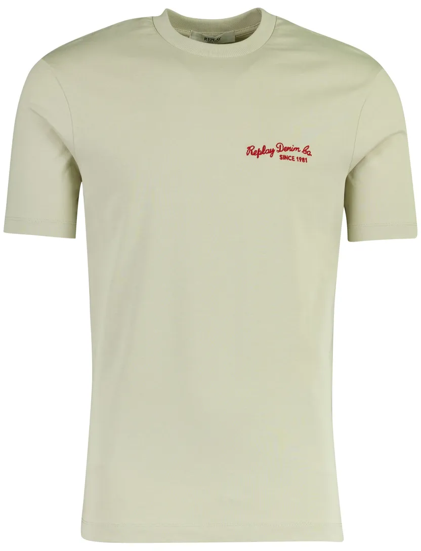 t-shirt Replay groen slim fit logo opdruk