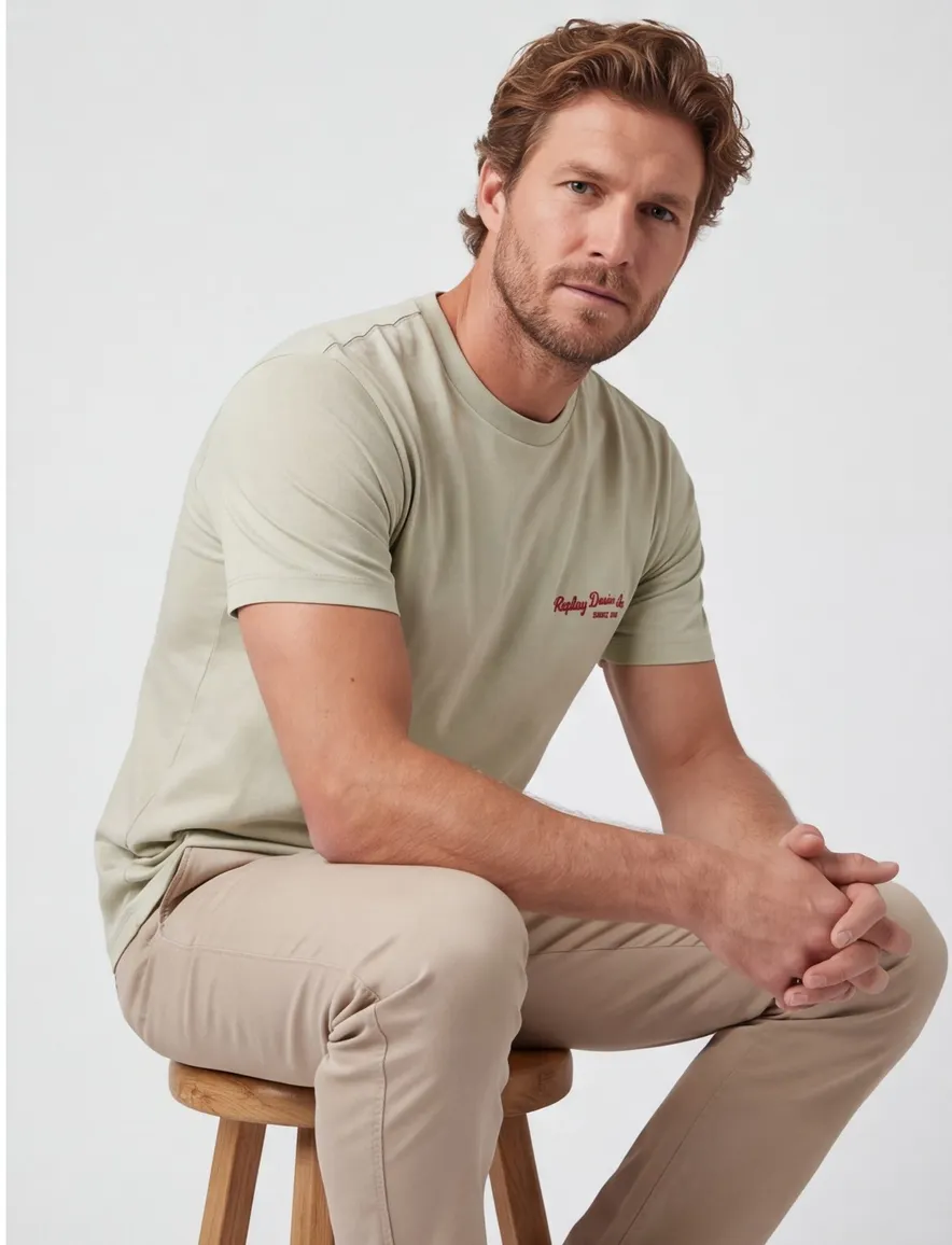 Replay t-shirt groen slim fit