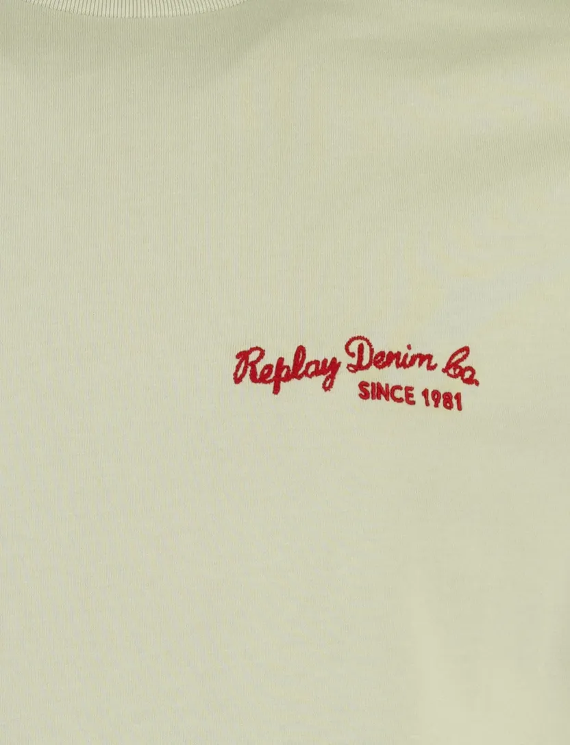 t-shirt Replay groen slim fit logo opdruk