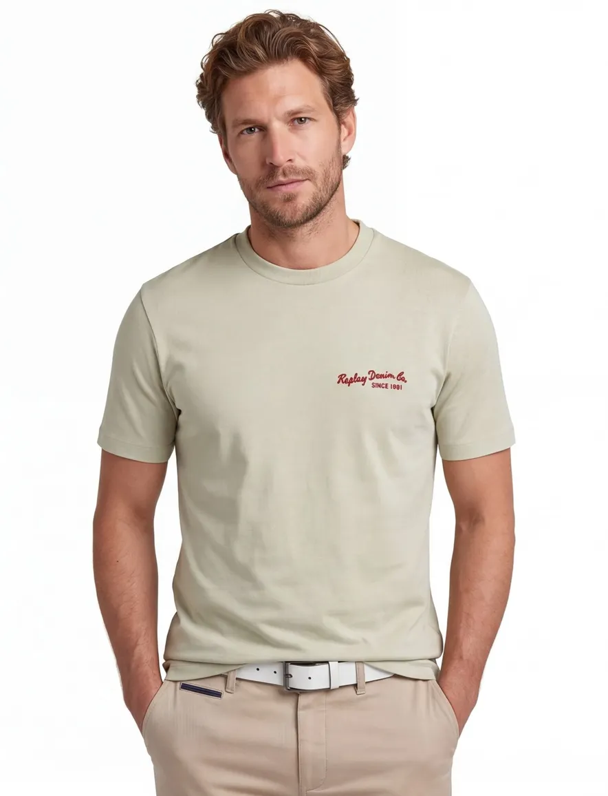 Replay t-shirt groen slim fit