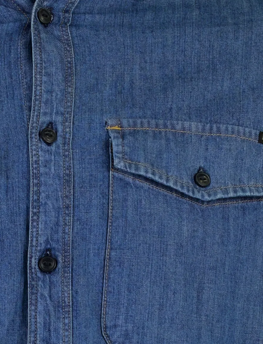 Replay blauw overshirt denim met borstzakken