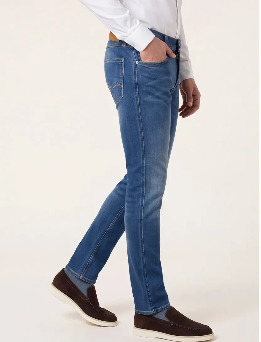 Replay Anbass broek blauw stretch