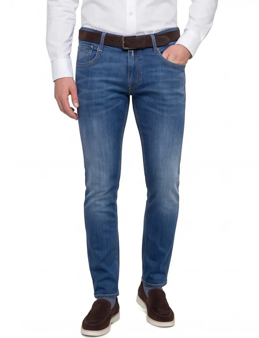 Replay Anbass broek blauw stretch