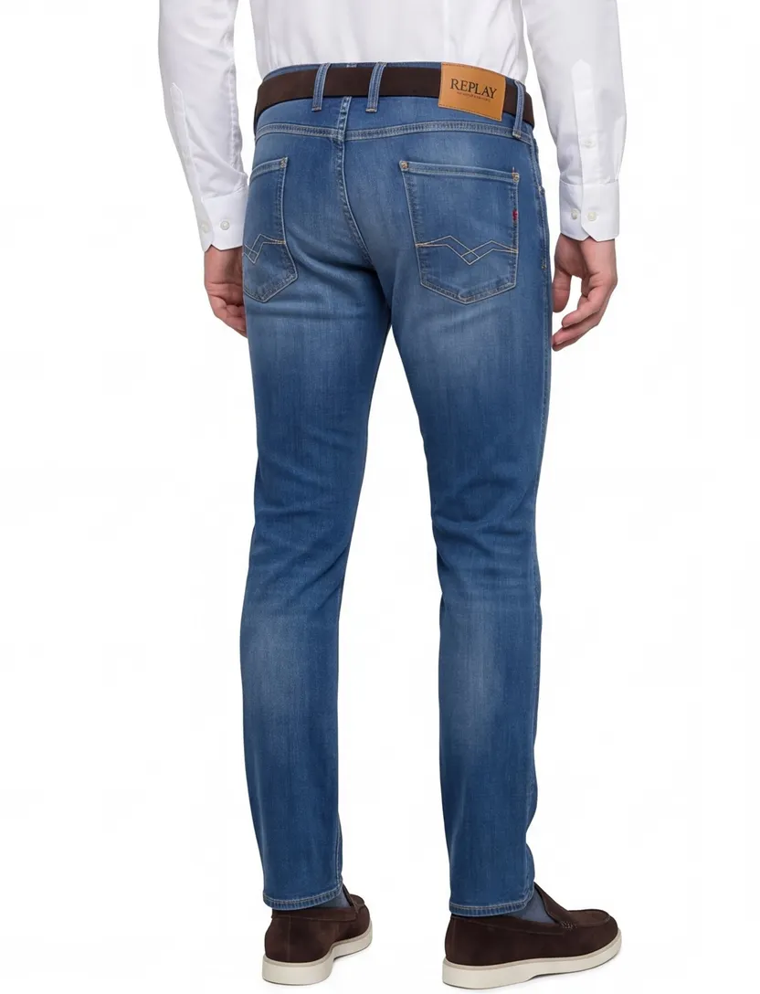 Replay Anbass broek blauw stretch