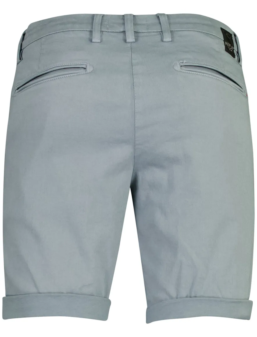 Replay benni korte broek regular fit blauw met omslag