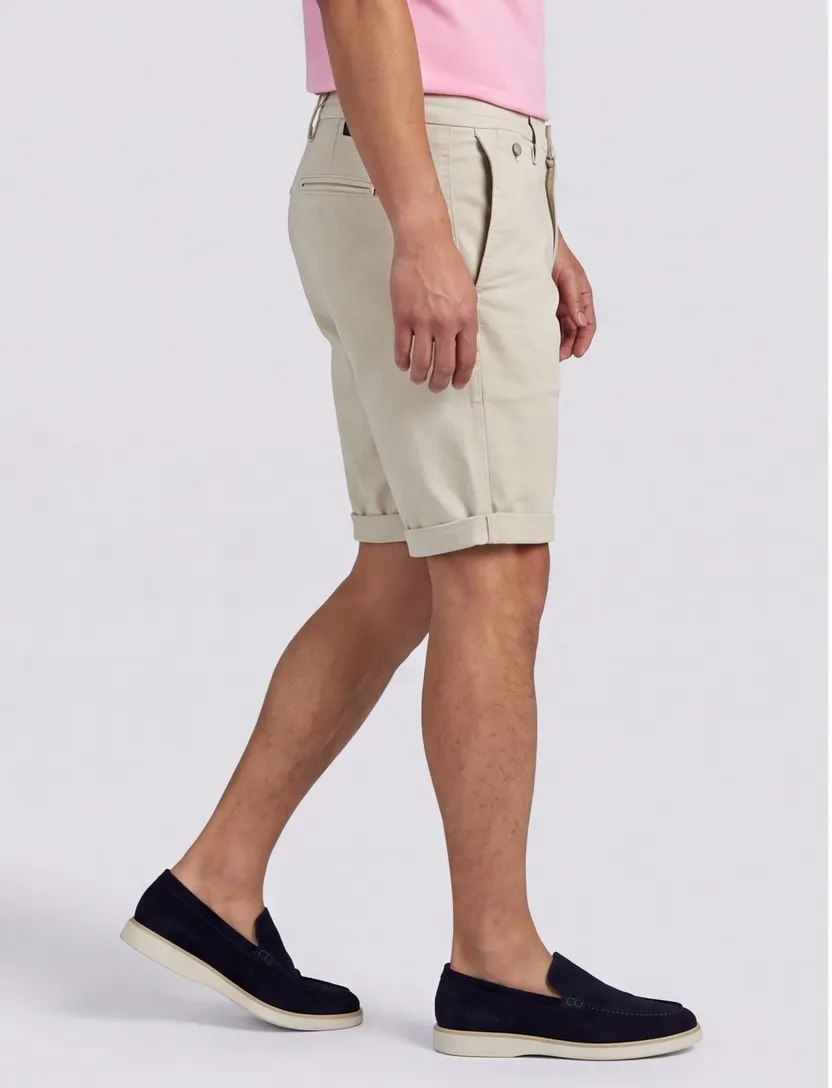 Chino korte broek beige Replay benni met omslag
