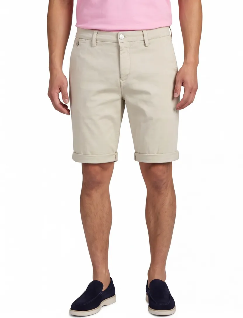 Chino korte broek beige Replay benni met omslag