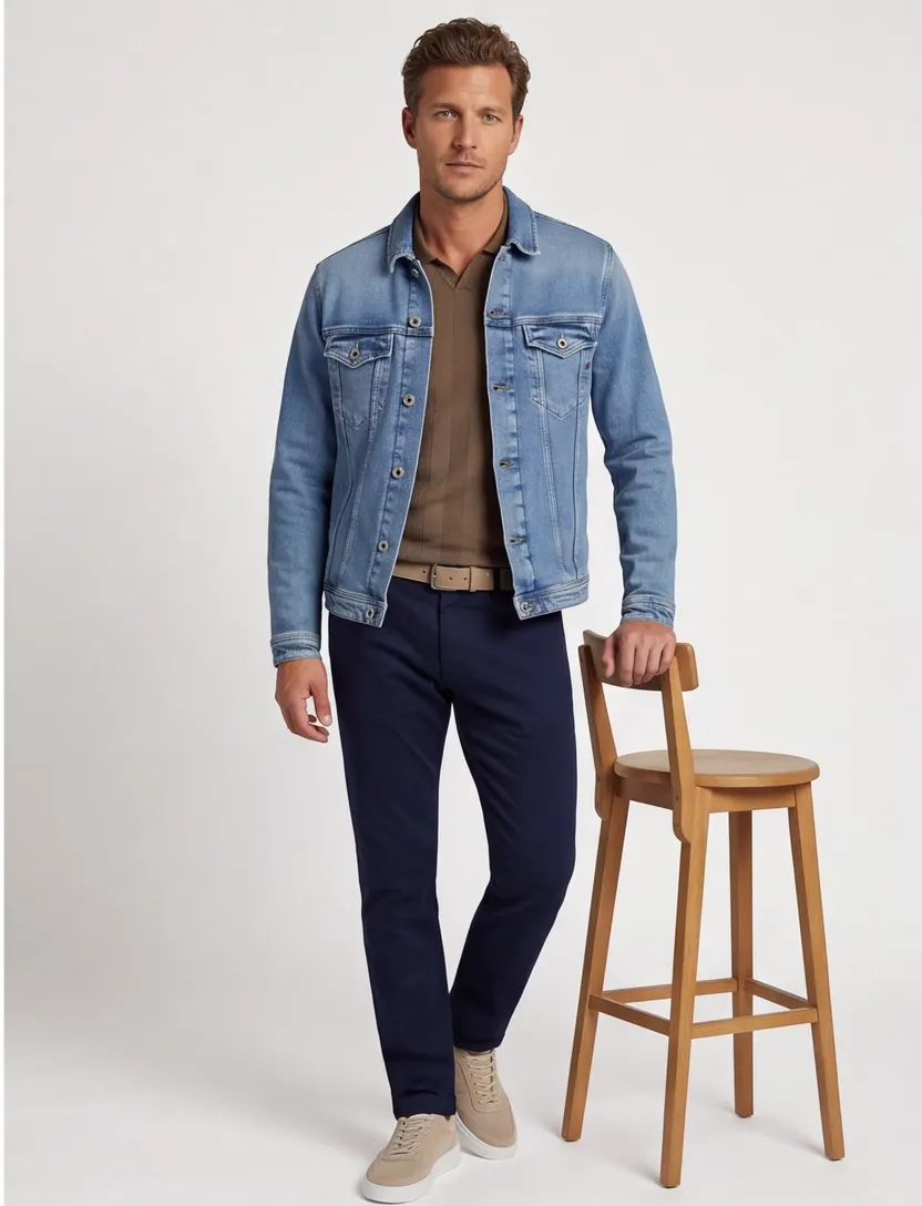 Blauw Replay jack spijker stof met knopen