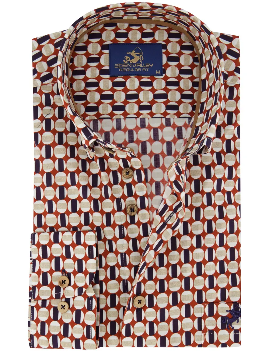 Eden Valley Regular Fit overhemd rood geprint