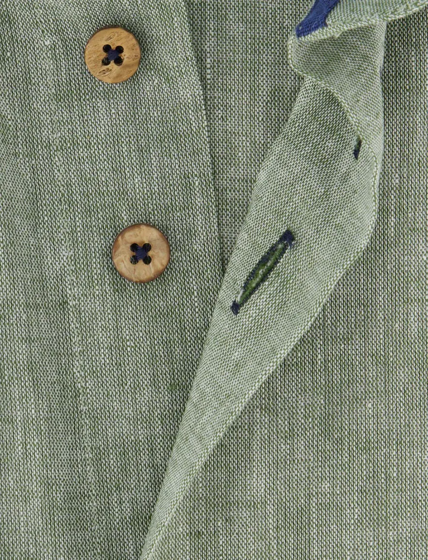 overhemd groen gemêleerd Eden Valley Regular Fit button-down
