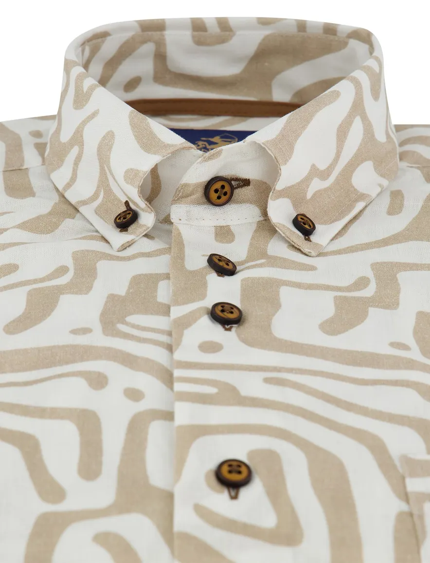 Eden Valley Regular fit overhemd beige wit geprint