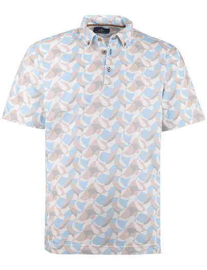 Eden Valley Eden Valley polo geprint wit blauw bruin Regular Fit