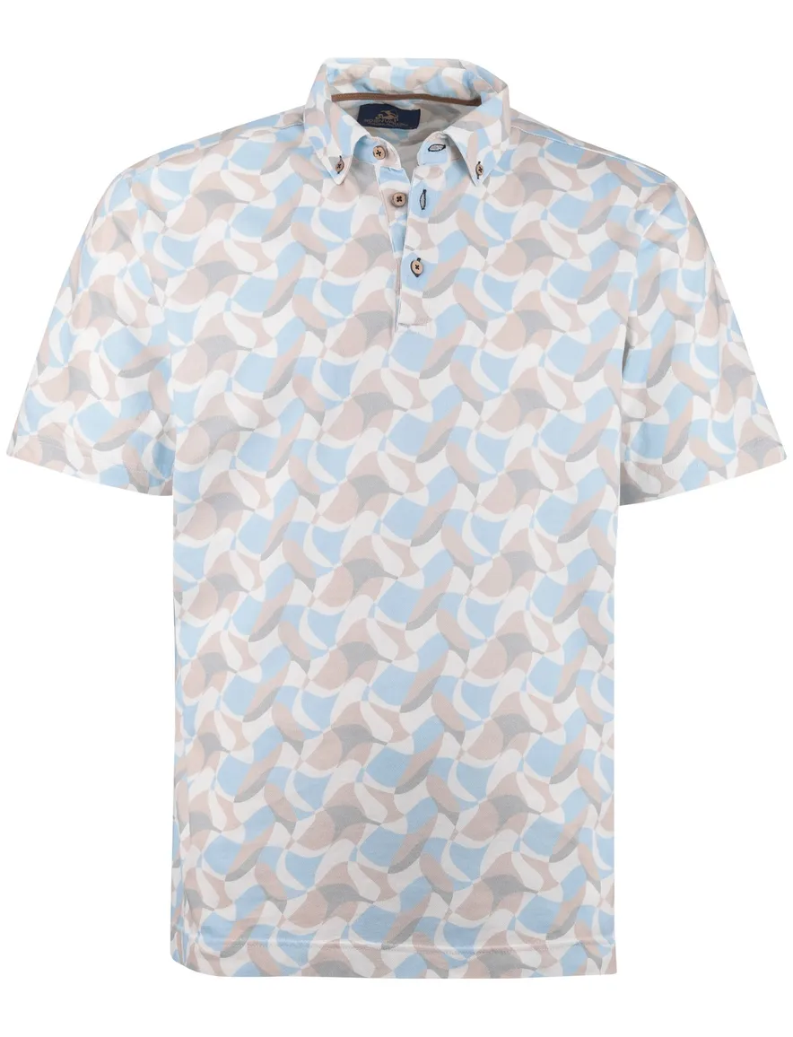 Eden Valley polo lichtblauw beige geprint
