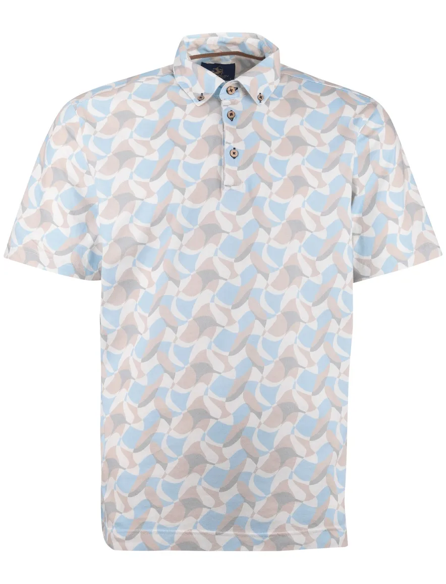 Eden Valley polo lichtblauw beige geprint