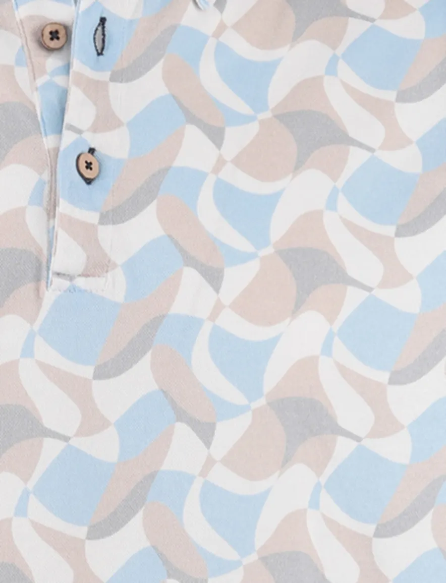 Eden Valley polo geprint wit blauw bruin Regular Fit