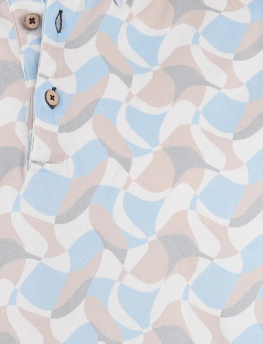 Eden Valley polo lichtblauw beige geprint