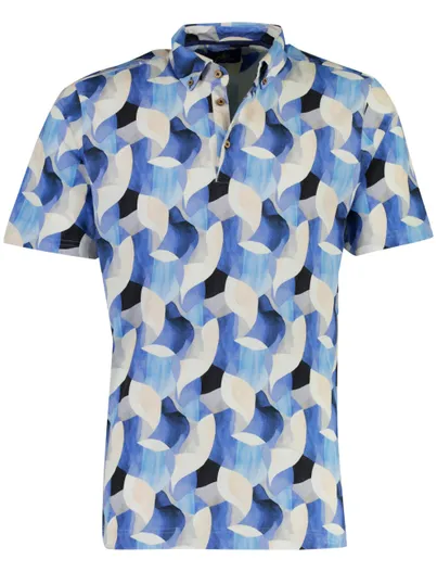 Eden Valley Eden Valley poloshirt blauw geprint stretch