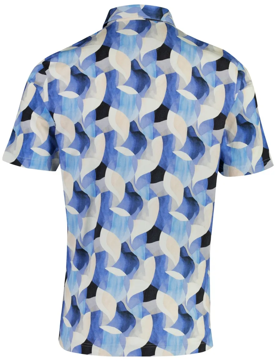 Eden Valley poloshirt blauw geprint stretch