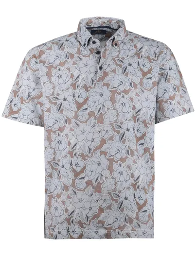 Eden Valley Eden Valley polo bruin lichtblauw geprint Regular Fit