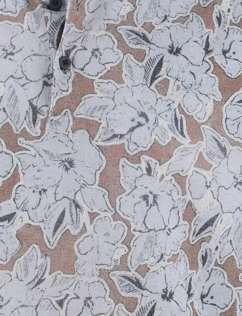 Polo Eden Valley lichtblauw printje bloemen 3 knopen